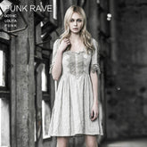 Q-233 Short Sleeves Old White Long Gothic Dresses?-??Punk Rave Clothing