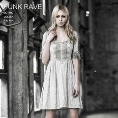 Q-233 Short Sleeves Old White Long Gothic Dresses?-??Punk Rave Clothing