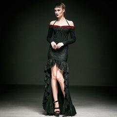 Q-238 black Seductively Elegant Narrow Sexy Front Short Gothic Skirt?-??Punk Rave Clothing