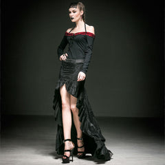 Q-238 black Seductively Elegant Narrow Sexy Front Short Gothic Skirt?-??Punk Rave Clothing