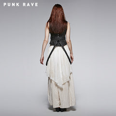 Q-242 High Quality White Steampunk Long Lace Punk Dress?-??Punk Rave Clothing