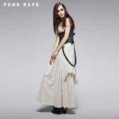 Q-242 High Quality White Steampunk Long Lace Punk Dress?-??Punk Rave Clothing