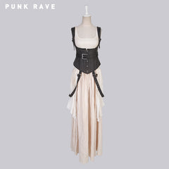 Q-242 High Quality White Steampunk Long Lace Punk Dress?-??Punk Rave Clothing