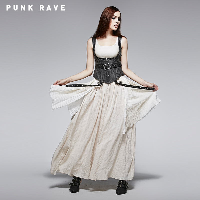 Q-242 High Quality White Steampunk Long Lace Punk Dress?-??Punk Rave Clothing