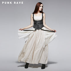 Q-242 High Quality White Steampunk Long Lace Punk Dress?-??Punk Rave Clothing