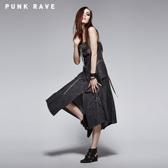 Q-244 Simple Straps Women Sleeveless Long Punk Dress?-??Punk Rave Clothing