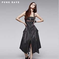 Q-244 Simple Straps Women Sleeveless Long Punk Dress?-??Punk Rave Clothing