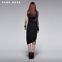 Q-247 black Sexy Single Shoulder Bandage Cocktail Punk Dress?-??Punk Rave Clothing