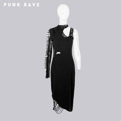 Q-247 black Sexy Single Shoulder Bandage Cocktail Punk Dress?-??Punk Rave Clothing