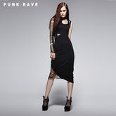 Q-247 black Sexy Single Shoulder Bandage Cocktail Punk Dress?-??Punk Rave Clothing
