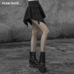 OPQ-603BQF Gothic stitching dark mini skirt?-??Punk Rave Clothing