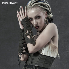 WS-338 Steampunk Imitation Crocodile PU Gloves?-??Punk Rave Clothing