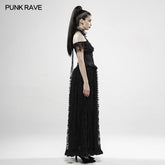 WQ-444LQF Gothic Gorgeous Off Shoulder Lace Dress?-??Punk Rave Clothing