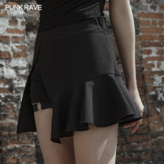 OPQ-514DQF black fake two-piece skirt?-??Punk Rave Clothing
