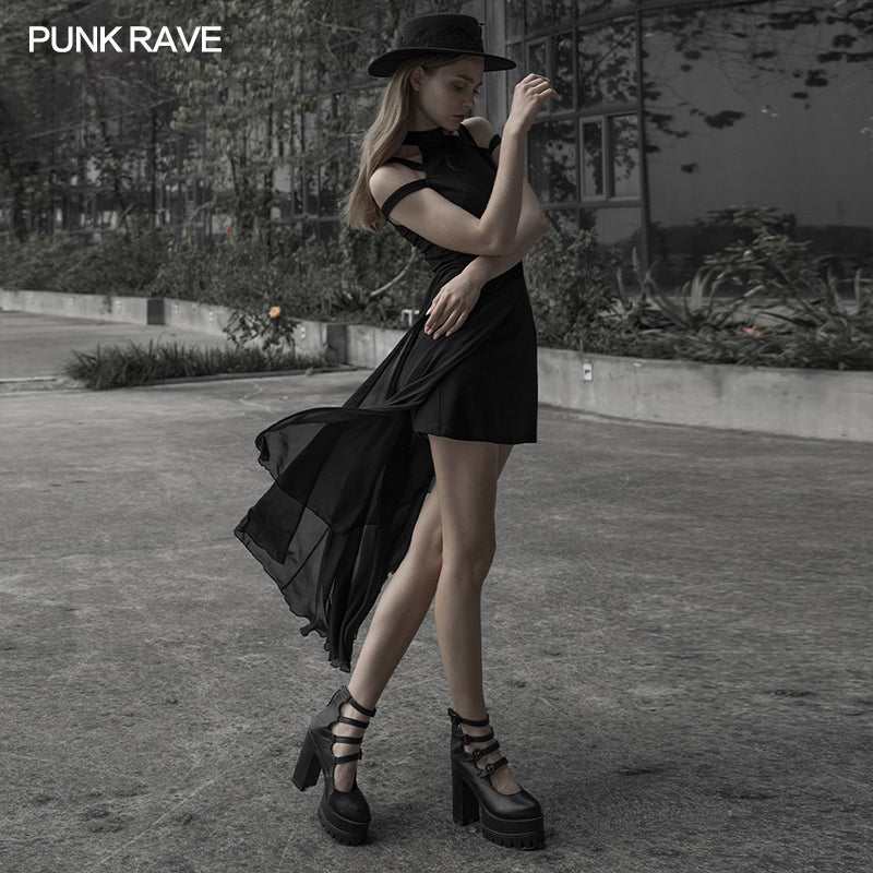 OPQ-586LQF Embroidered mid-length dress?-??Punk Rave Clothing