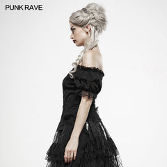 WLY-095 Lolita Broken-winged black Angel Short Sleeve Shirt?-??Punk Rave Clothing