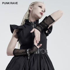WS-421SSF Punk daily rhombus mesh gloves?-??Punk Rave Clothing