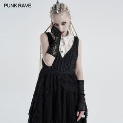 WS-413SSF Gothic daily striped lace gloves?-??Punk Rave Clothing