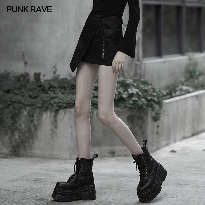 OPQ-620BQF Asymmetrical tailored inclined placket zipper skirt?-??Punk Rave Clothing