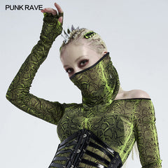 WS-417KZF Punk fluorescent serpentine printed triangular face kerchief?-??Punk Rave Clothing