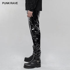 WK-431PCM Punk Mechanical Patent pu Leather Trousers?-??Punk Rave Clothing
