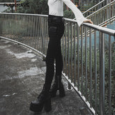 OPK-321NCF Diablo War-hee series detachable loop denim jeans?-??Punk Rave Clothing