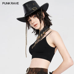 WS-359MZF PU carved cowboy hat?-??Punk Rave Clothing