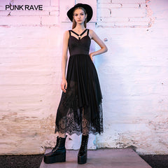 OPQ-716LQF Strap decorative lace dress?-??Punk Rave Clothing