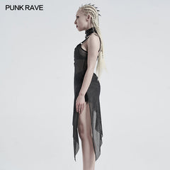 WQ-495LQF Punk daily perspective silver mesh camisole?-??Punk Rave Clothing