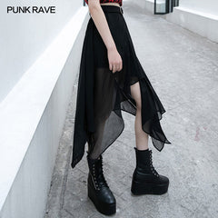 OPQ-745BQF Sexy chiffon mid-length skirt?-??Punk Rave Clothing