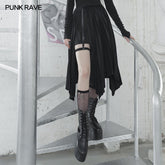 OPQ-840BQF Wednesday series dark and elegant printed pleated patchwork skirt?-??Punk Rave Clothing