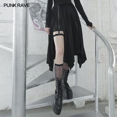 OPQ-840BQF Wednesday series dark and elegant printed pleated patchwork skirt?-??Punk Rave Clothing