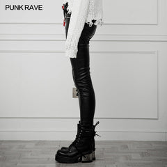OPK-249 The soft, high-elastic denim fabric in contrast with elastic brush twill fabric Pants?-??Punk Rave Clothing