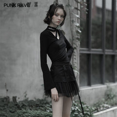 OPQ-608BQF Mesh patchwork high waist skirt?-??Punk Rave Clothing