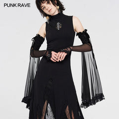 WS-349SSF Gothic Lace Shadow Flower Long Gloves?-??Punk Rave Clothing