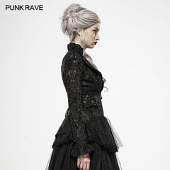 WY-1144 Dark Queen Perspective Lace Coat?-??Punk Rave Clothing