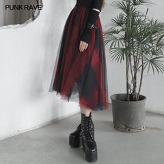 OPQ-863BQF Dark Red and black Gradient Half Skirt?-??Punk Rave Clothing