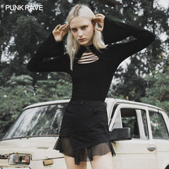 OPT-394TCF Gothic laced skinny T-shirt?-??Punk Rave Clothing
