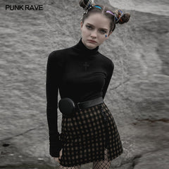 OPT-546TCF Pure dark series high-neck tight T-shirt?-??Punk Rave Clothing