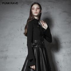 OPT-293TCF Dark High Collar Witch Trumpet Sleeve Knitted Top?-??Punk Rave Clothing