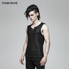 WT-563BXM Rivet Lace Gothic Black Sleeveless Vest Punk Fashion?-??Punk Rave Clothing