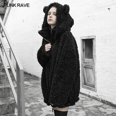 OPY-387XCF Loose-shouldered casual jacket (with hat)?-??Punk Rave Clothing