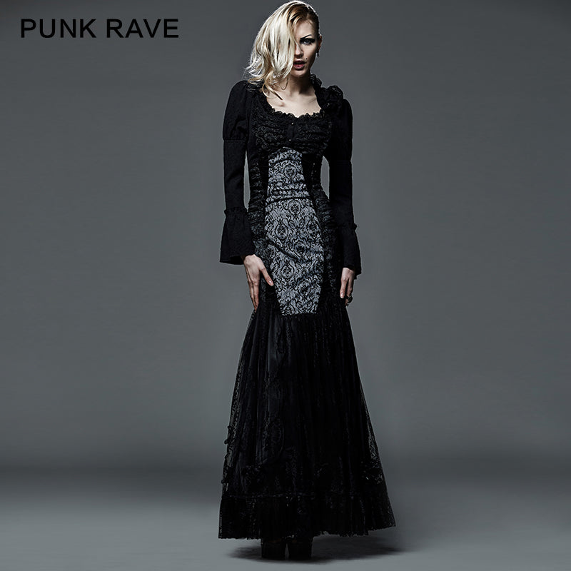 Q-256 Fashion Sexy Fishtail Evening Gothic Dresses With Printing Pattern?-??Punk Rave Clothing