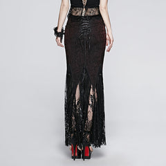 Q-257 Wine-red Sexy Long Fishtail Gothic Skirt?-??Punk Rave Clothing