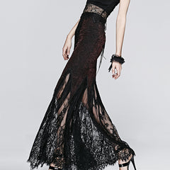 Q-257 Wine-red Sexy Long Fishtail Gothic Skirt?-??Punk Rave Clothing