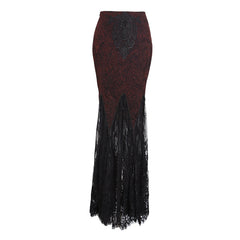 Q-257 Wine-red Sexy Long Fishtail Gothic Skirt?-??Punk Rave Clothing