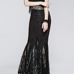 Q-257 Wine-red Sexy Long Fishtail Gothic Skirt?-??Punk Rave Clothing