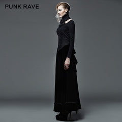 Q-262 Fashion black Long Satin Wool Gothic Skirt?-??Punk Rave Clothing