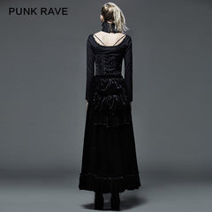 Q-262 Fashion black Long Satin Wool Gothic Skirt?-??Punk Rave Clothing
