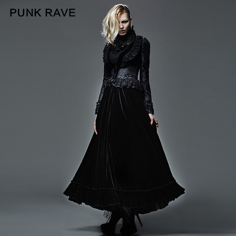 Q-262 Fashion black Long Satin Wool Gothic Skirt?-??Punk Rave Clothing